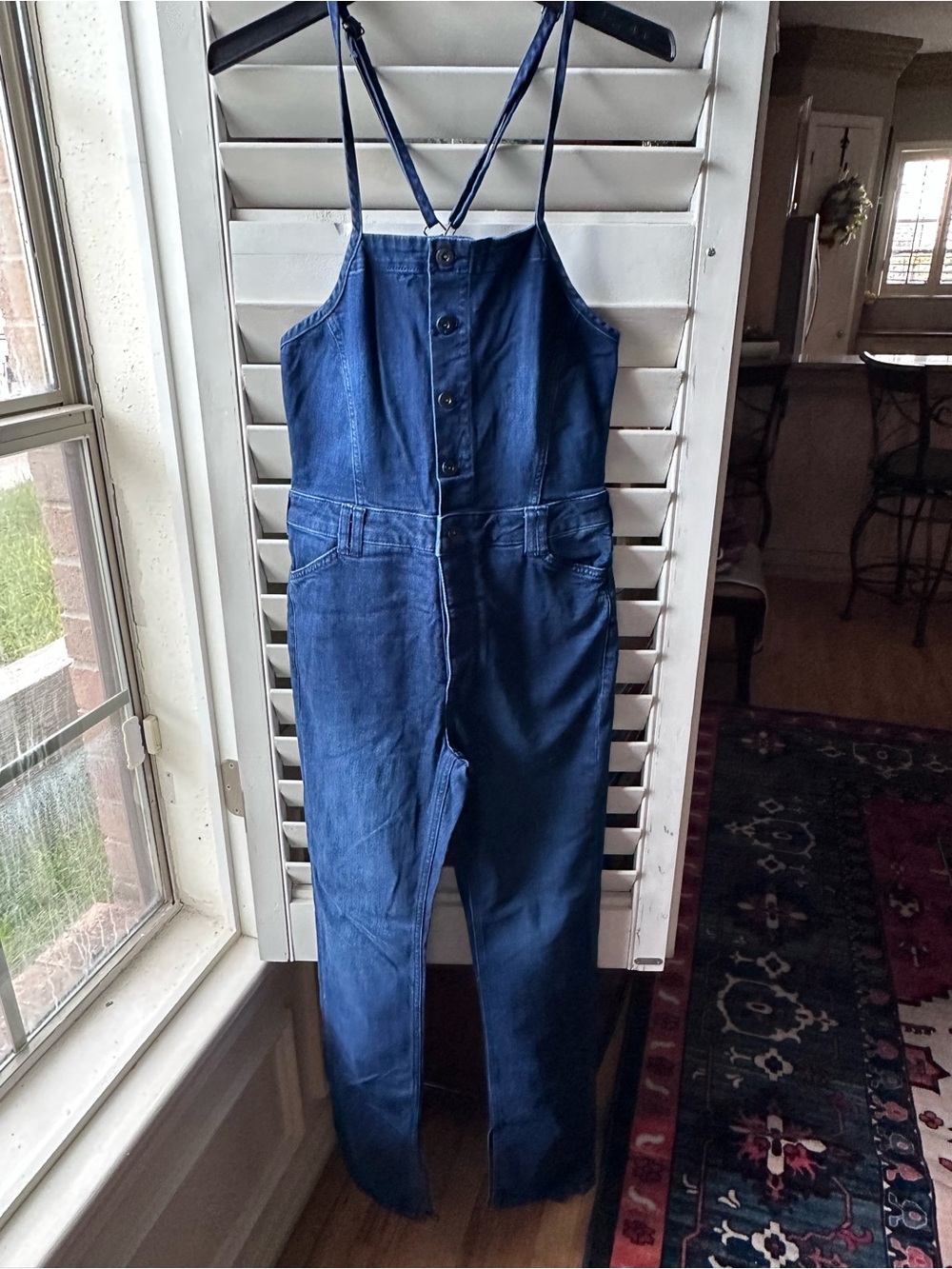 Pilcro Indigo Denim Button-Front Jumpsuit